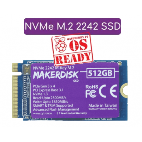SSD 512Go - M.2 NVMe 2242 B+M - pour Raspberry-Pi