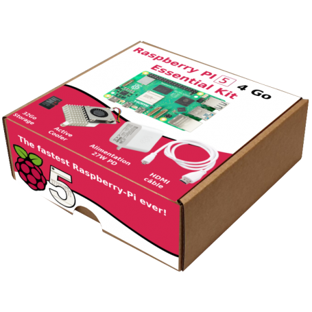 Raspberry Pi 5 4Go Essentiel Pack (Pi 5 inclus, BLANC)