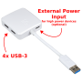 HUB with 4 USB3 connector - Raspberry-Pi - External power (opt.)