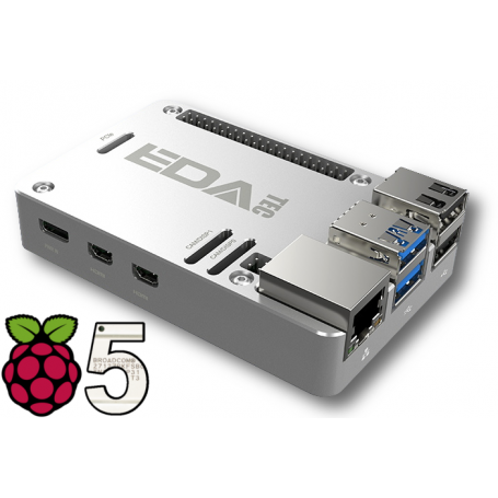 Boitier en aluminium pour Raspberry-Pi 5 - Argent/Silver - Dissipateur passif
