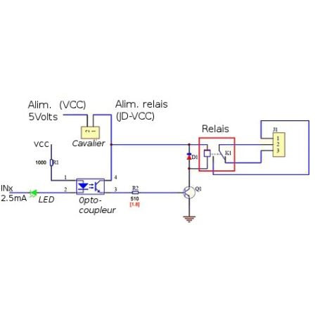 Carte relais électromagnetiques avec 2 Relais 5V RT avec Optocoupleur pour  DSP AVR PIC ARM Raspberry