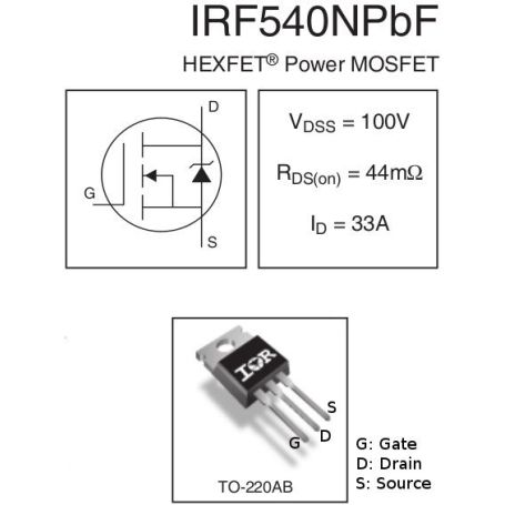 2x IRF540 MOSFET Transistors N-Channel 33A 100 V