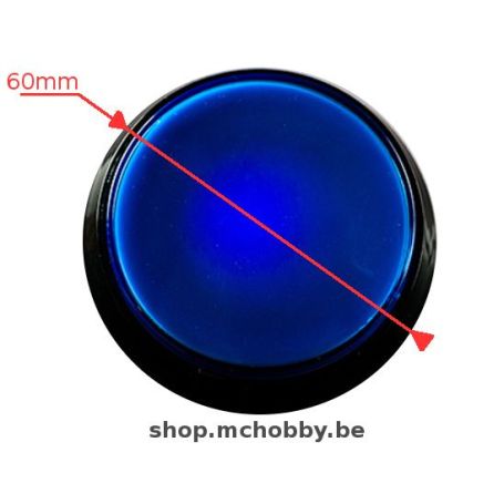Large Arcade Button - Blue LED - 60mm