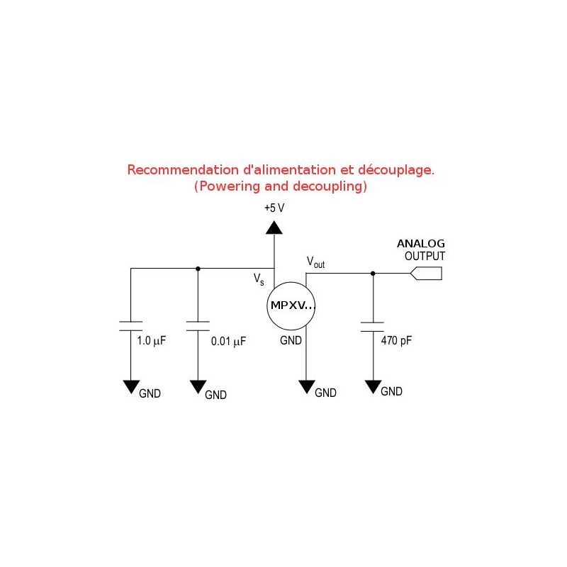 Senseur MPXV5010DP - Senseur de pression différentiel, 5V, Sortie Analogique