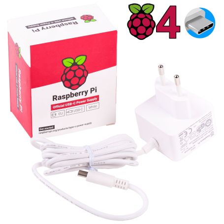 Pi 4 Power Supply  (WHITE) - USB-C 5V - 3 AMPERE