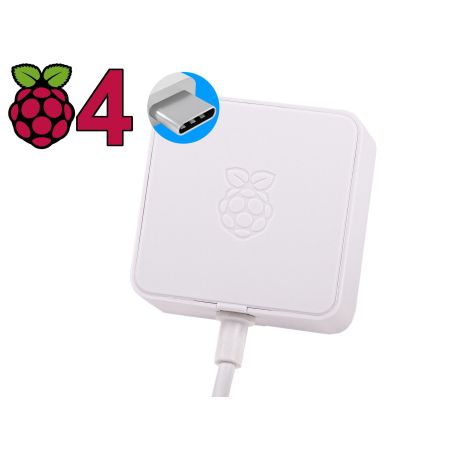 Alimentation pour Raspberry Pi 4 USB-C blanc avec Adaptateurs secteur