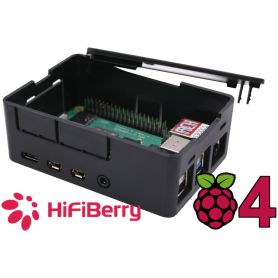 Boîtier Pi 4 pour HifiBerry AMP+, DIGI+,  DAC+ - Noir