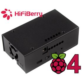 Boîtier Métal Pi 4 pour HifiBerry AMP+, Noir