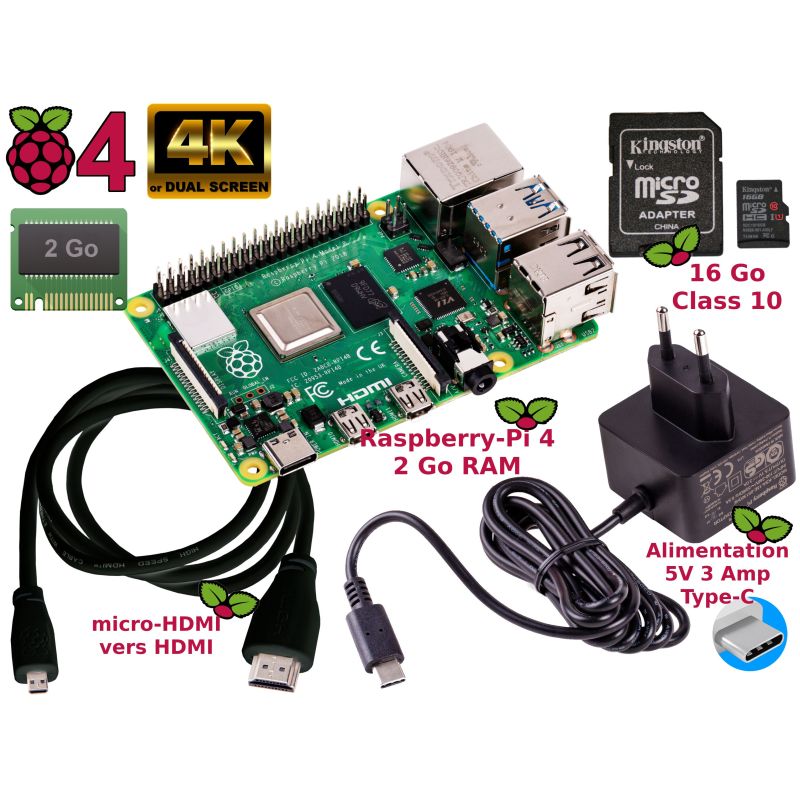 Raspberry Pi 4 2Go Essentiel Pack (Pi 4 inclus)
