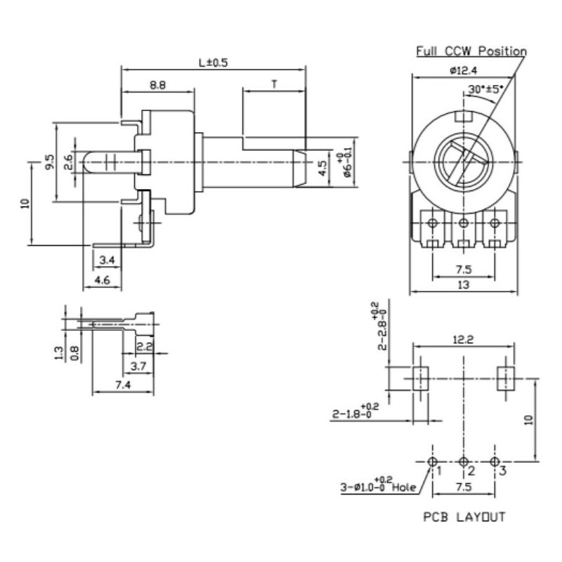 Lot De 2 Potentiomètres 10 KΩ Linéaires (type A) - Pour électronique - Neuf