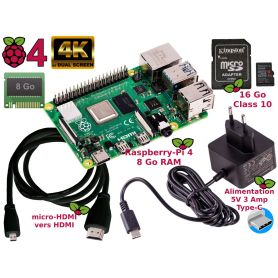 Raspberry Pi 4 8Go Essentiel Pack (Pi 4 inclus, BLACK)