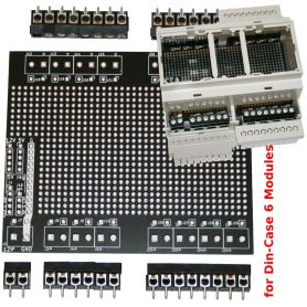 Backplane DIN prototyping board for 6 modules Din Case