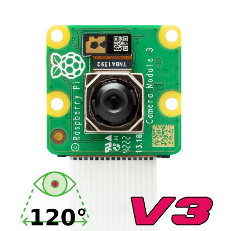 Caméra Raspberry-Pi GRAND ANGLE - 12 MegaPixels - V3 - Auto-focus, HDR, faible luminosité