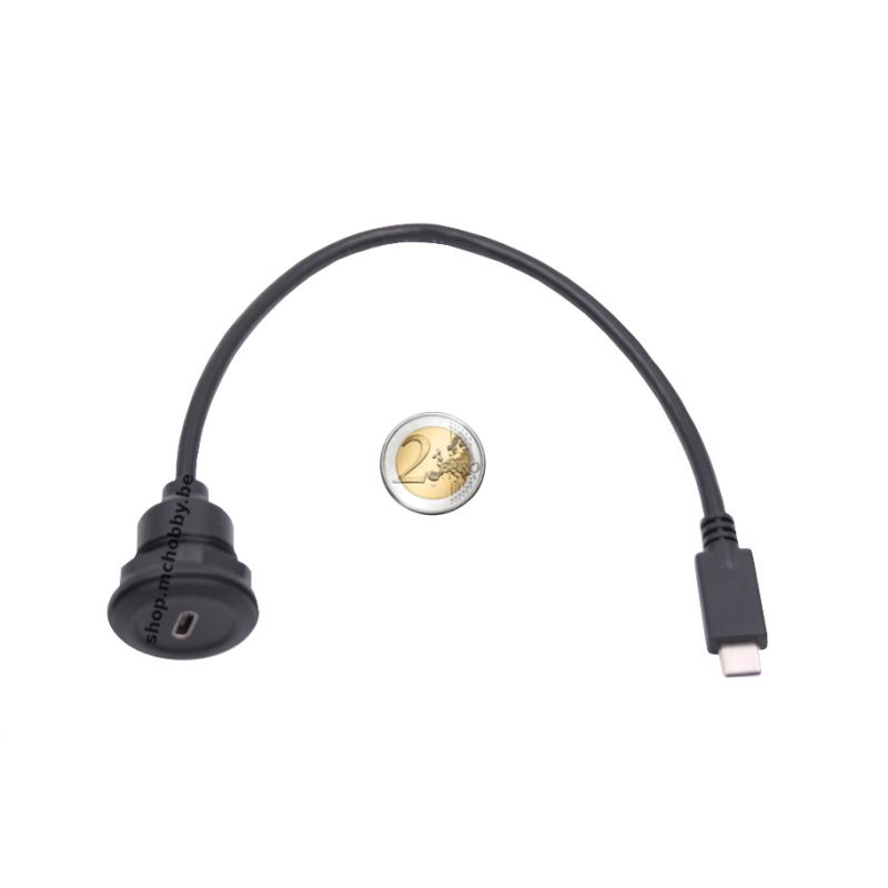 Cable USB microB Male/Femelle, montage en panneau