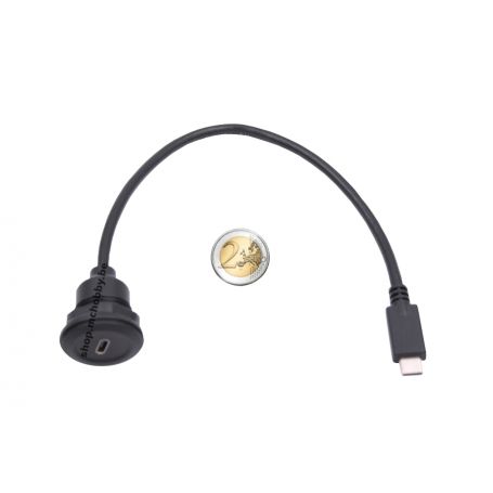 Cable USB C Male/Femelle, montage en panneau