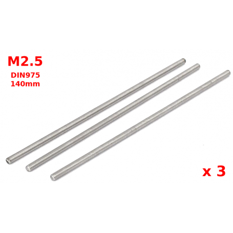 3x Threaded rod M2.5 - DIN975 - Ac Zn