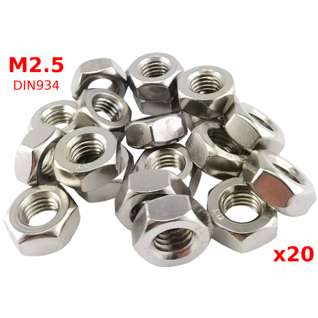 20x Nuts  M2.5 - DIN934 - Ac/Zn