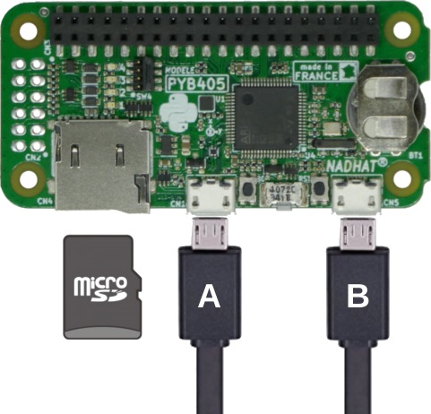 Connecteur micro USB sur la PYB405